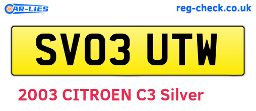 SV03UTW are the vehicle registration plates.