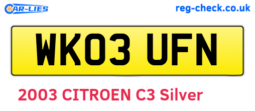 WK03UFN are the vehicle registration plates.
