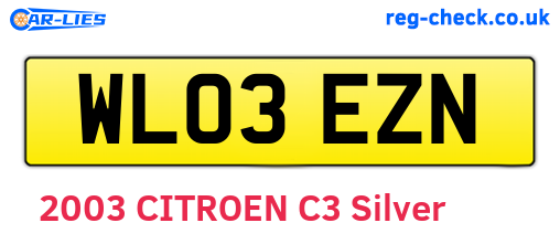 WL03EZN are the vehicle registration plates.