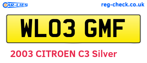 WL03GMF are the vehicle registration plates.