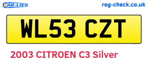 WL53CZT are the vehicle registration plates.