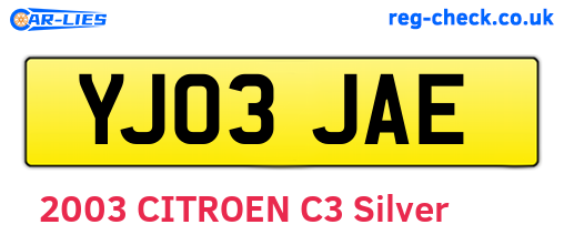 YJ03JAE are the vehicle registration plates.