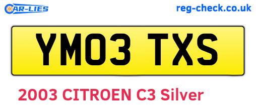 YM03TXS are the vehicle registration plates.