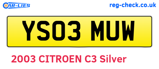 YS03MUW are the vehicle registration plates.