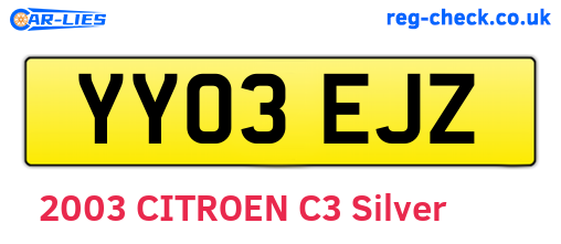 YY03EJZ are the vehicle registration plates.