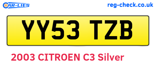 YY53TZB are the vehicle registration plates.