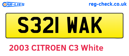 S321WAK are the vehicle registration plates.