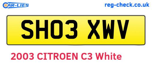 SH03XWV are the vehicle registration plates.