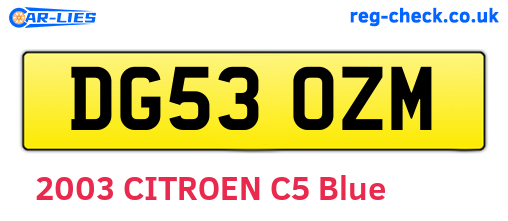 DG53OZM are the vehicle registration plates.