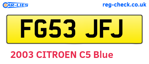 FG53JFJ are the vehicle registration plates.
