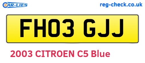 FH03GJJ are the vehicle registration plates.