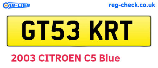 GT53KRT are the vehicle registration plates.