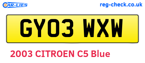 GY03WXW are the vehicle registration plates.