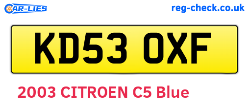 KD53OXF are the vehicle registration plates.