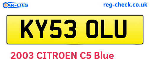 KY53OLU are the vehicle registration plates.