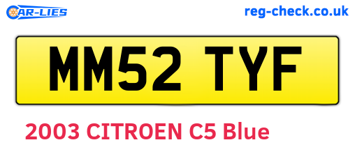 MM52TYF are the vehicle registration plates.