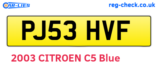 PJ53HVF are the vehicle registration plates.