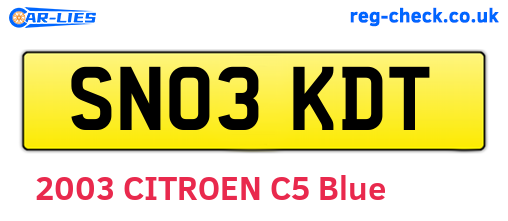 SN03KDT are the vehicle registration plates.