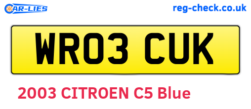 WR03CUK are the vehicle registration plates.