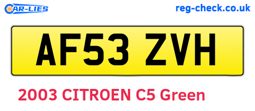 AF53ZVH are the vehicle registration plates.