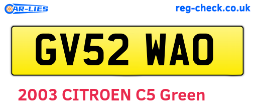 GV52WAO are the vehicle registration plates.