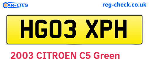 HG03XPH are the vehicle registration plates.