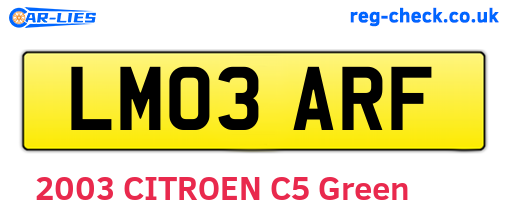 LM03ARF are the vehicle registration plates.