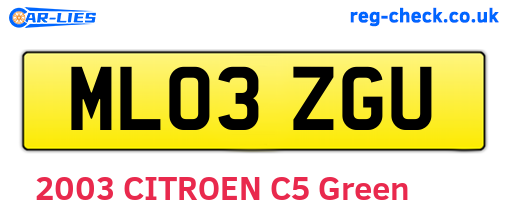 ML03ZGU are the vehicle registration plates.
