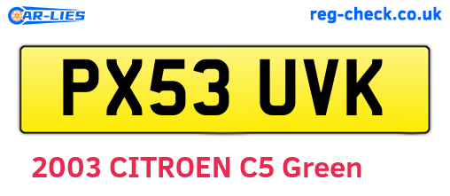 PX53UVK are the vehicle registration plates.