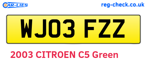 WJ03FZZ are the vehicle registration plates.