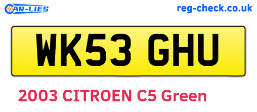 WK53GHU are the vehicle registration plates.