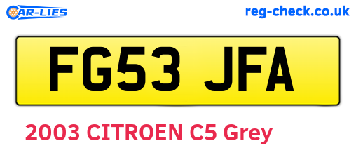 FG53JFA are the vehicle registration plates.