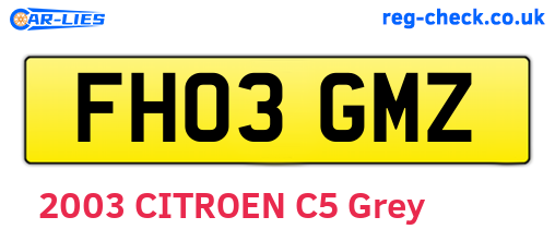FH03GMZ are the vehicle registration plates.