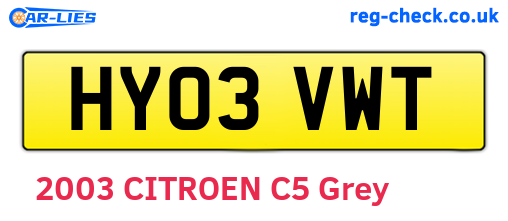 HY03VWT are the vehicle registration plates.