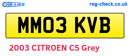 MM03KVB are the vehicle registration plates.