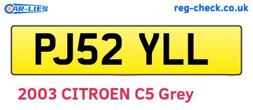 PJ52YLL are the vehicle registration plates.