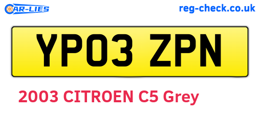 YP03ZPN are the vehicle registration plates.
