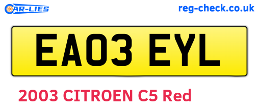 EA03EYL are the vehicle registration plates.