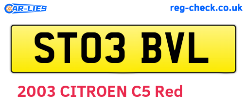 ST03BVL are the vehicle registration plates.