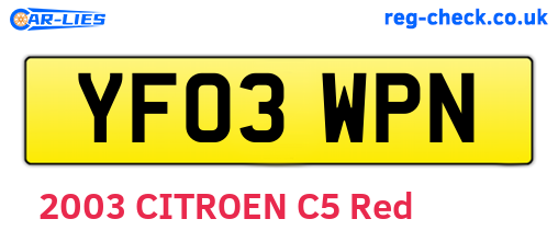 YF03WPN are the vehicle registration plates.