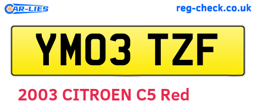 YM03TZF are the vehicle registration plates.