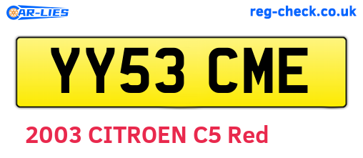 YY53CME are the vehicle registration plates.