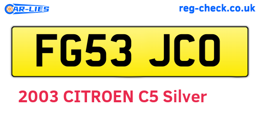 FG53JCO are the vehicle registration plates.