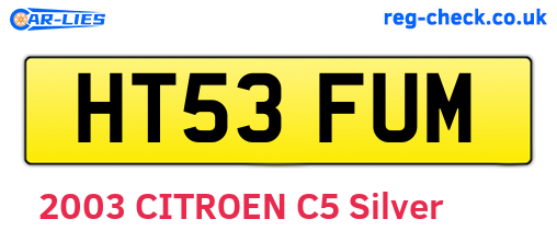 HT53FUM are the vehicle registration plates.