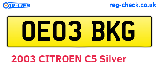 OE03BKG are the vehicle registration plates.