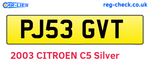 PJ53GVT are the vehicle registration plates.