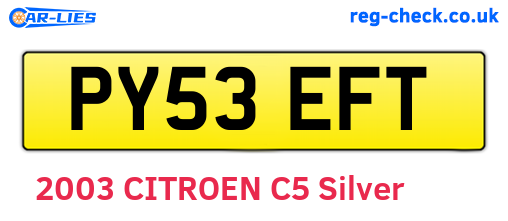 PY53EFT are the vehicle registration plates.