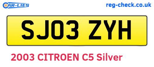 SJ03ZYH are the vehicle registration plates.