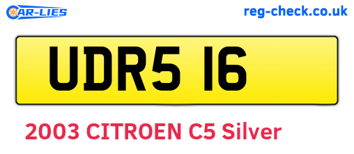 UDR516 are the vehicle registration plates.