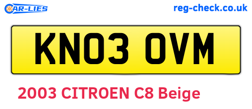KN03OVM are the vehicle registration plates.